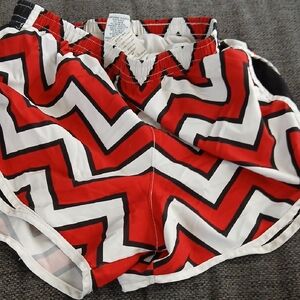 Varsity Red and Black Zigzag Athletic Shorts